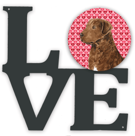 Dog Hearts Love and Valentine's Day Metal Wall Artwork LOVE (size: 12 x 12)