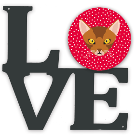 Cat Face Metal Wall Artwork LOVE (size: 12 x 12)