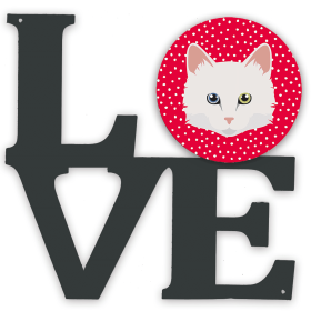 Cat Love Metal Wall Artwork LOVE (Color: Turkish Angora, size: 12 x 12)