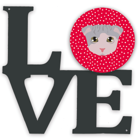 Cat Love Metal Wall Artwork LOVE (Color: Ukrainian Levkoy, size: 12 x 12)