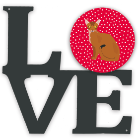 Seated Cat Metal Wall Artwork LOVE (size: 12 x 12)