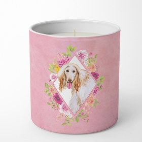 Dog 10 oz Flowers Decorative Soy Candle (Color: Pink, size: 3.25 x 3.75)