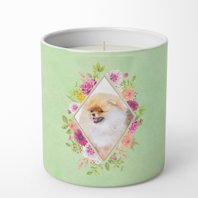 Multi Themed Dog 10 oz Flowers Decorative Soy Candle (Color: green, size: 3.25 x 3.75)