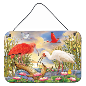 Multi Themed Door Hanging Prints (Color: Scarlet And White Ibis, size: 8 x 12)
