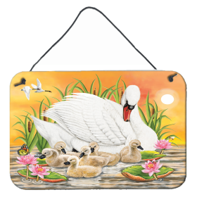 Multi Themed Door Hanging Prints (Color: Mother Swan At Sunset, size: 8 x 12)