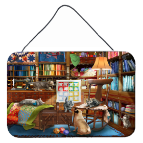 Multi Themed Door Hanging Prints (Color: Trouble in The Quilt Room, size: 8 x 12)
