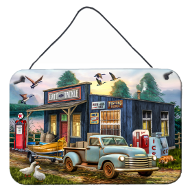 Multi Themed Door Hanging Prints (Color: Early Bird Catches the Fish Bait Shop, size: 8 x 12)