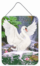 Multi Themed Door Hanging Prints (Color: Swan Bathing at Waterfall, size: 12 x 16)