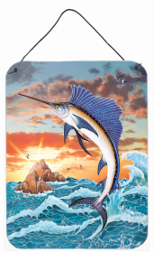 Multi Themed Door Hanging Prints (Color: Sailfish at Sunset, size: 12 x 16)