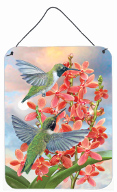 Multi Themed Door Hanging Prints (Color: Black Chinned Hummingbirds Orchids, size: 12 x 16)
