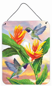Multi Themed Door Hanging Prints (Color: Black Chinned Hummingbirds Golden Heliconia, size: 12 x 16)
