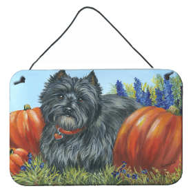 Multi Themed Door Hanging Prints (Color: Cairn Terrier Mom's Pumpkins, size: 8 x 12)