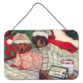 Multi Themed Door Hanging Prints (Color: Dachshund Christmas Waiting for Santa, size: 8 x 12)