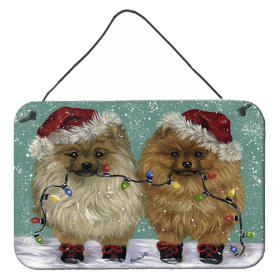 Multi Themed Door Hanging Prints (Color: Pomeranian Christmas Lighten Up, size: 8 x 12)
