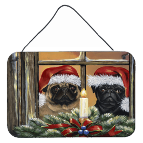 Multi Themed Door Hanging Prints (Color: Pug Christmas Anticipation, size: 8 x 12)