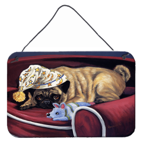 Multi Themed Door Hanging Prints (Color: Pug Goodnight Sweetheart, size: 8 x 12)