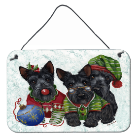 Multi Themed Door Hanging Prints (Color: Scottish Terrier Christmas Elves, size: 8 x 12)