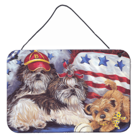 Multi Themed Door Hanging Prints (Color: Shih Tzu Americana Sweethearts, size: 8 x 12)