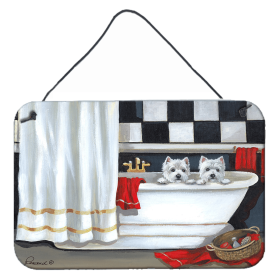 Multi Themed Door Hanging Prints (Color: Westie Pour Le Bain Bathtime, size: 8 x 12)