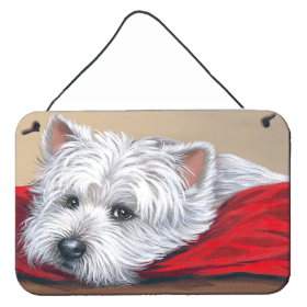 Multi Themed Door Hanging Prints (Color: Westie Red Pillow, size: 8 x 12)