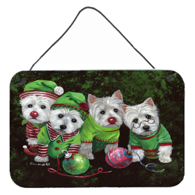Multi Themed Door Hanging Prints (Color: Westie Christmas Santa's Assistants, size: 8 x 12)
