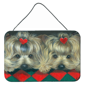 Multi Themed Door Hanging Prints (Color: Yorkie 2 Hearts, size: 8 x 12)