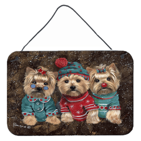 Multi Themed Door Hanging Prints (Color: Yorkie Christmas Elves, size: 8 x 12)