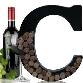 Made Easy Kit Metal Letter Wine Cork Holder w/Wall Mount Kit (Color: Letter C, size: Large (12"))