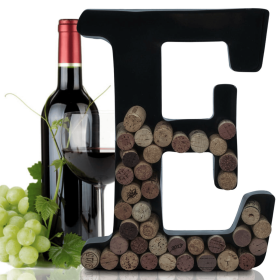 Made Easy Kit Metal Letter Wine Cork Holder w/Wall Mount Kit (Color: Letter E, size: Large (12"))