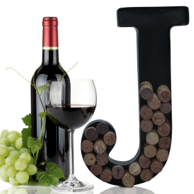 Made Easy Kit Metal Letter Wine Cork Holder w/Wall Mount Kit (Color: Letter J, size: Large (12"))