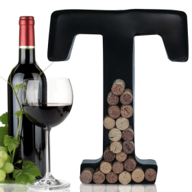 Made Easy Kit Metal Letter Wine Cork Holder w/Wall Mount Kit (Color: Letter T, size: Large (12"))