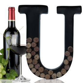 Made Easy Kit Metal Letter Wine Cork Holder w/Wall Mount Kit (Color: Letter U, size: Large (12"))