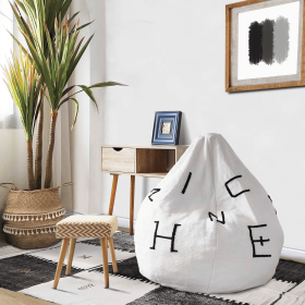 Bean bag Chair Unstuffed (Color: White Black)