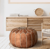 STUFFED leather Moroccan Ottoman pouf