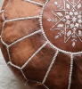 STUFFED leather Moroccan Ottoman pouf