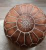 STUFFED leather Moroccan Ottoman pouf