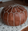 STUFFED leather Moroccan Ottoman pouf
