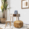 STUFFED leather Moroccan Ottoman pouf