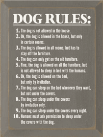 Dog Rules Funny Wood Sign (Color: Old Anchor Gray)