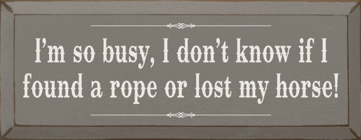 I'm so Busy Lost Horse Wood Sign (Color: Old Anchor Gray)