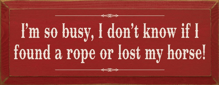 I'm so Busy Lost Horse Wood Sign (Color: Old Red)