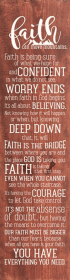Faith Can Move Mountains Farmhouse Sign Vertical (Color: Warm Chestnut and White, size: 9" x 36")