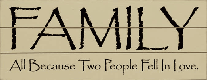 Family - All Because two People Grooved Wood Sign (Color: Old Cream)