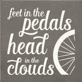 Feet in the Pedals Biking Wood Sign (Color: Old Anchor Gray)