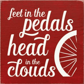 Feet in the Pedals Biking Wood Sign (Color: Old Red)