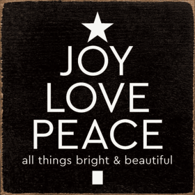 Joy Love Peace (tree shape) (Color: Old Black)