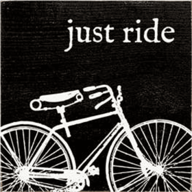 Just Ride (Image of Bike) Wood Sign (Color: Old Black)