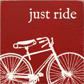 Just Ride (Image of Bike) Wood Sign (Color: Old Red)