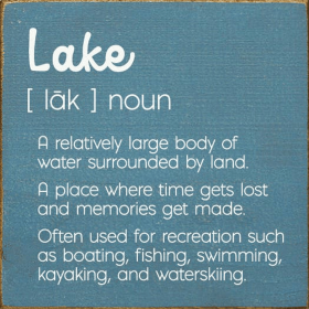 Lake - A relatively large body of water surrounded by land. (Color: Williamsburg Blue)
