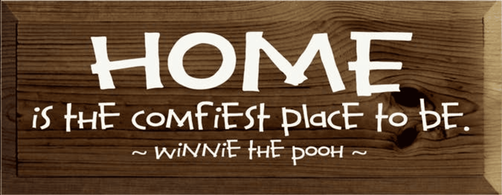 Home is the Comfiest Place Pooh Wood Sign (Color: Walnut Stain, size: 7'' x 18")